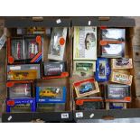 A collection of boxed Corgi and Lledo buses and delivery vans (2 trays)