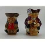 Royal Doulton earthenware Toby jug Double XX in red coat and Royal Doulton stoneware Toby jug