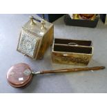 3 brass items to include a coal box,