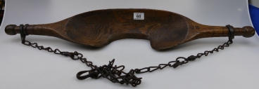 19th Century wooden milkmaid yoke with iron chains.