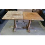 2 pine pedestal square tables (2)