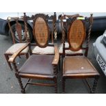 A collection of 5 mixed Victorian dining chairs.