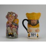 Royal Doulton Toby Jugs - The Jester D6910 and Double sided Toby Jug - King & Queen of Spades.