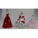 Royal Doulton Lady Figures, Noelle HN2179, My Love HN4392 and Invitation HN2170.