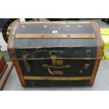 19th Century leather and wicker trunk