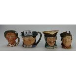 Royal Doulton intermediate character jugs, Tony Weller, Dick Turpin, Sam Weller and Jarge.