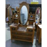 Edwardian satin walnut triple mirrored dressing table