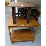 Oak stool and tea trolley.