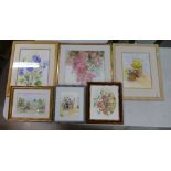 A collection of watercolours of floral studies some signed M.A.