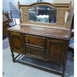 Carved oak dress sideboard with non-matching mirror back (2)