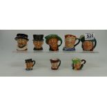 Royal Doulton small character jugs The Beefeater, John Peel, Arriet, Fat Boy, Auld Mac,