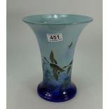 Unusual Sylvac vase decorated with flying ducks over marsh land height 23.