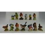 A collection of Beswick small birds to include Blue Tit 992A, Blue Tit 992B, Grey Wagtail 1041A,