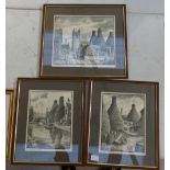 3 limited edition signed Charles Hager prints including Webberley Lane Potters cannel and pot bank