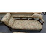 Edwardian upholstered carved walnut chaise lounge