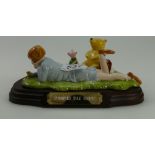 Royal Doulton tableau figure from the Winnie the Pooh collection Summers Day Picnic WP21 on wooden