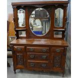 Edwardian carved mahogany mirror backed sideboard.