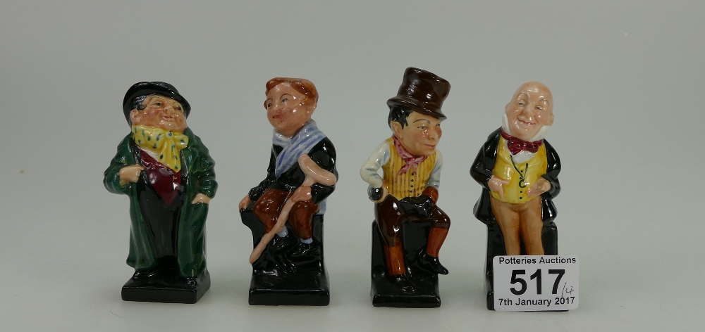 Royal Doulton small Dickens character figures to include Micawber, Tony Weller, Tiny Tim,