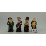 Royal Doulton small Dickens character figures to include Micawber, Tony Weller, Tiny Tim,