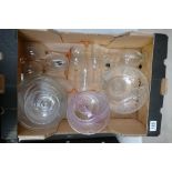 A collection of art glass items to include vases , bowls,