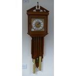 A Paul Eden satin wood Victorian style 2 weight wall clock