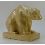 Wedgwood model of a polar bear on base by John Skeaping in cane colour,