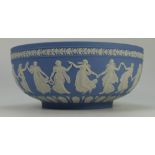 Wedgwood Jasper Blue Dancing Hours bowl, diameter 26cm,