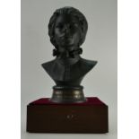 Royal Doulton Basalt bust of Princess Anne to commemorate her wedding, height 28cm boxed with cert.