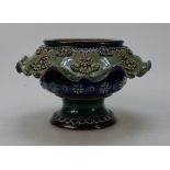 Royal Doulton Lambeth stoneware Fairy lamp base decorated with flowers and artist mark ES,