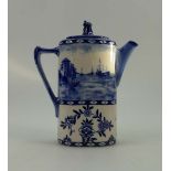 Royal Doulton Burslem coffee pot decorated in the blue Norfolk design,