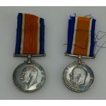 WW1 medals 1914-1918 Victory medals awarded to 18687 Pte W.Johnson S.Staffs .R and 18171 Pte A.