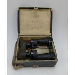 WW2 British Army Leather Cased Ross Bino Prism No5 Field Binoculars in original case,