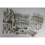 A collection of early Georgian & Victorian silver cutlery,