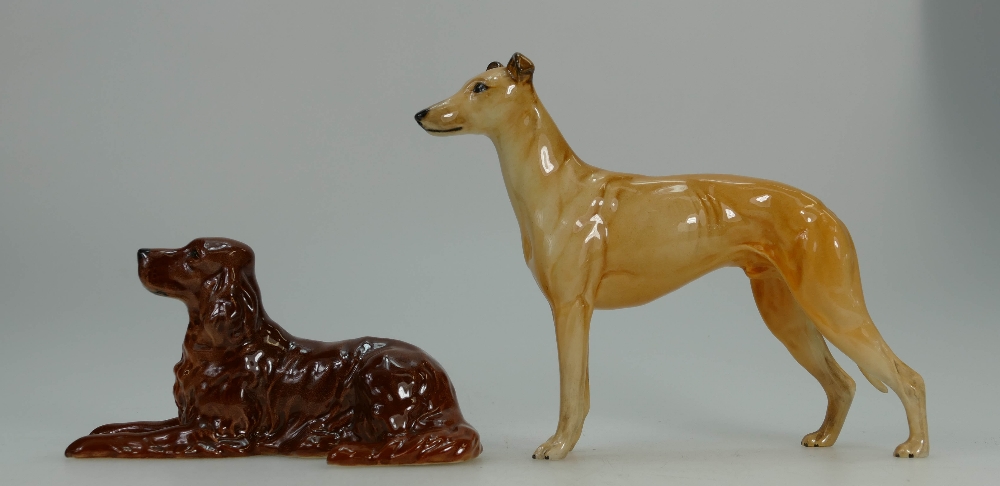 Beswick greyhound 972 and seated red setter 1060.