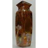 Lise Moorcroft square vase with gilt toadstools from 1995. 33cm High.