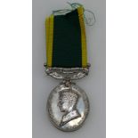 Territorial medal for Efficient service awarded to 3529941 Pte H.Hinson. MANCH.