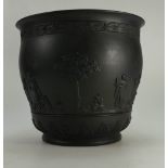 Wedgwood black basalt large planter decorated all around with classical woman, children and trees,
