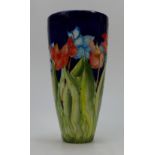 Lise Moorcroft Moorland shaped vase with stylised tulips. Trial vase. 21cm High.