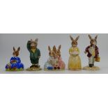 A collection of Royal Doulton Bunnykins figures to include Fisherman DB84 (Gold signature),