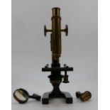 Clarkson & Co 20th century Microscope, brass and cast iron in construction,