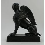 Wedgwood Black Basalt Sphinx modelled seated atop a raised rectangular base, impressed marks 1979,