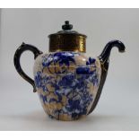 Royal Doulton Burslem Royales patent self pouring gilded teapot decorated in a blue & white floral
