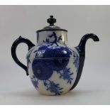 Royal Doulton Burslem Royales patent self pouring teapot decorated in a blue & white chinese design