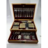 Silver boxed set of cutlery in oak & brass case by Pidduck & sons Hanley,