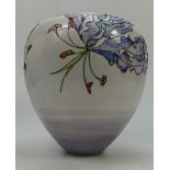 Lise Moorcroft Urn shaped trial vase with purple lillies. From 2013.