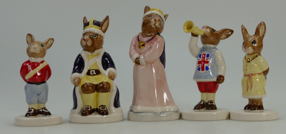 Royal Doulton rare set of Bunnykins figures The Royal Family comprising King John DB91,