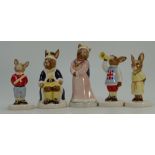 Royal Doulton rare set of Bunnykins figures The Royal Family comprising King John DB91,