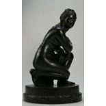 Wedgwood 19th century Black Basalt Crouching Venus,