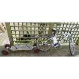 Cyclamatic electric push bike (without key and in need of repair) and a alternative downhill skate