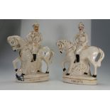 Two large Staffordshire figures titled R